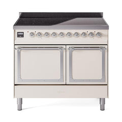 ILVE UNDI406QNMPAWC Nostalgie II Noblesse 40 inch Induction Range (Solid Door, Antique White, Chrome)