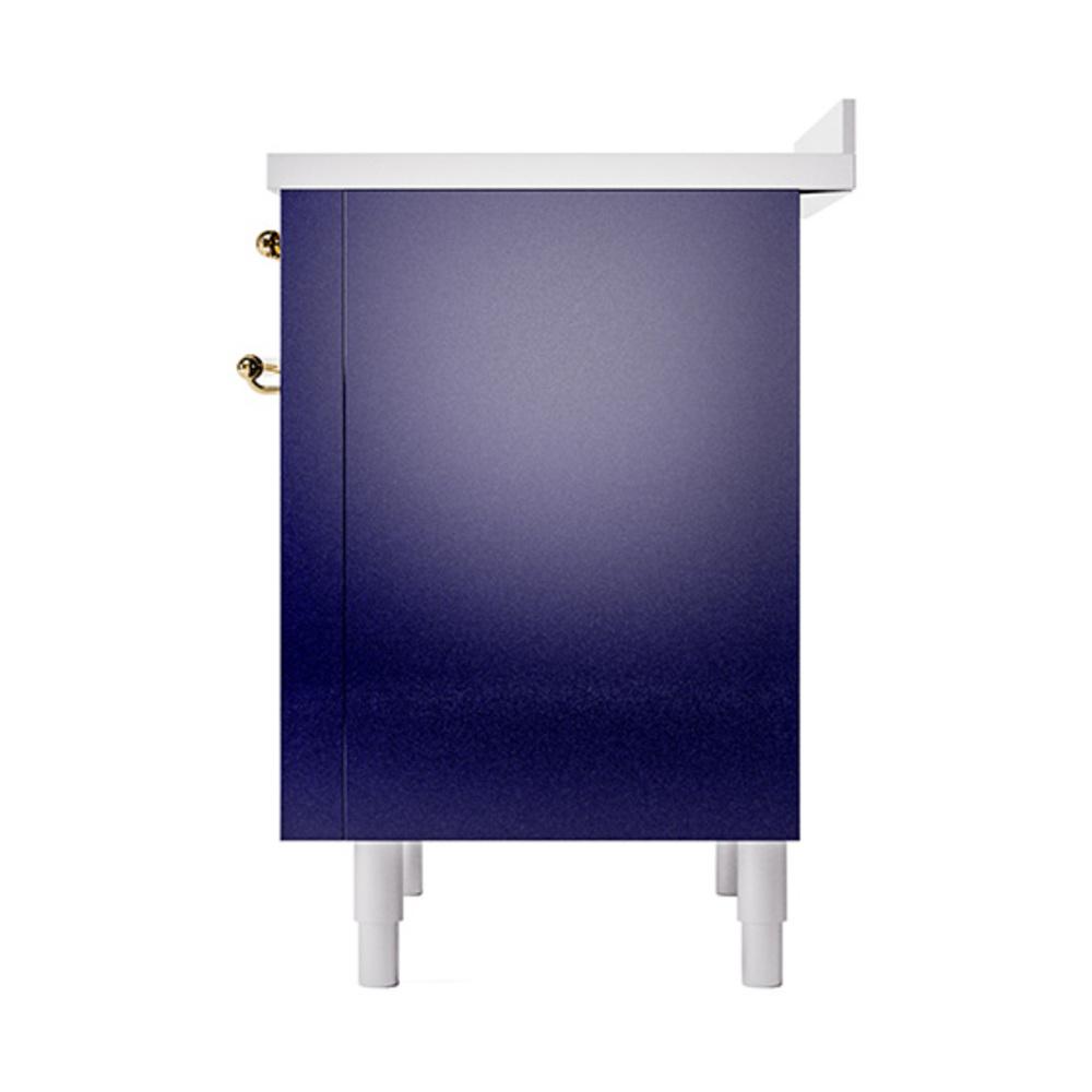 ILVE UNI366QNMPMBG Nostalgie II Noblesse 36 inch Induction Range (Solid Door, Midnight Blue, Brass)