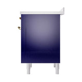 ILVE UNI366QNMPMBG Nostalgie II Noblesse 36 inch Induction Range (Solid Door, Midnight Blue, Brass)