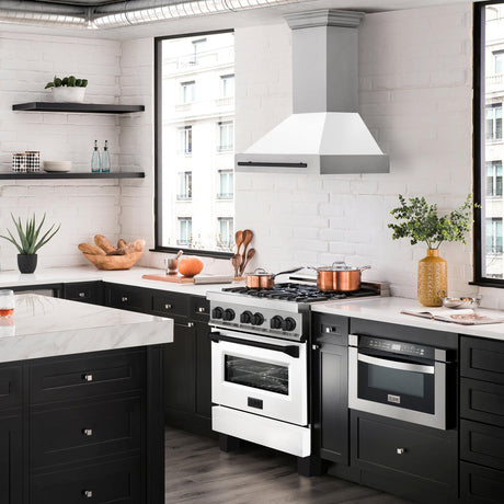 ZLINE 30 in. Autograph Edition Stainless Steel Range Hood with White Matte Shell and Accents (8654STZ-WM30) [Color: Matte Black]