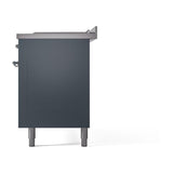 ILVE UN60FSQNMPBGC Nostalgie II Noblesse 60 inch Dual Fuel Range (7 Sealed Burners + Griddle + French Top, Natural Gas, Solid Door, Blue Grey, Chrome)