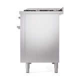 ILVE UN48FQNMPSSC Nostalgie II Noblesse 48 inch Dual Fuel Range (8 Sealed Burners + Griddle, Natural Gas, Solid Door, Stainless Steel, Chrome)
