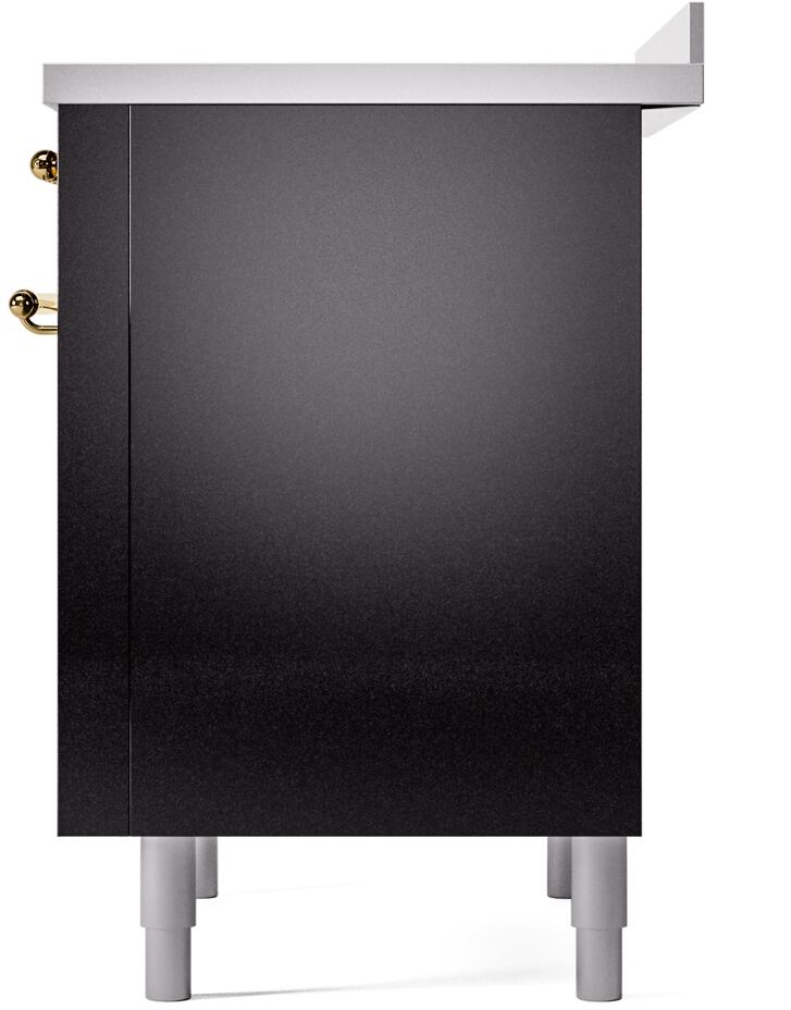 Nostalgie II 36 Inch Electric Freestanding Range in Glossy Black with Brass Trim