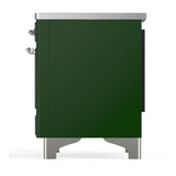 ILVE UMIB36QNR3EGC Majestic III 36 inch Induction Range with 6 Elements, 3.5 cu. ft. Total Oven Capacity (Solid Door, Emerald Green, Chrome)