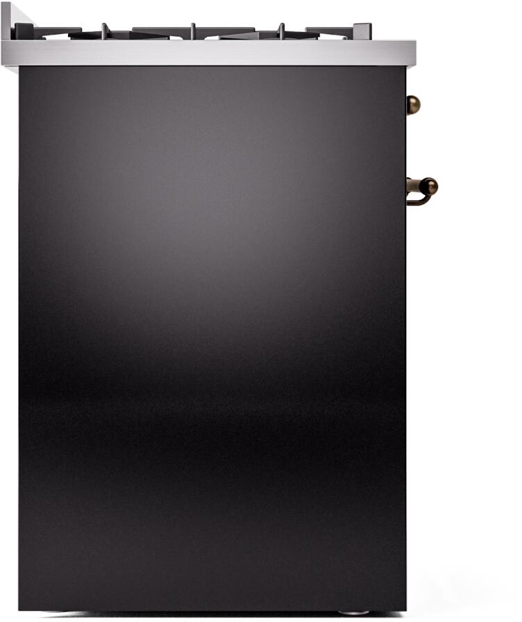 Nostalgie II 30 Inch Dual Fuel Natural Gas Freestanding Range in Glossy Black with Bronze Trim