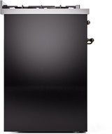 Nostalgie II 30 Inch Dual Fuel Natural Gas Freestanding Range in Glossy Black with Bronze Trim