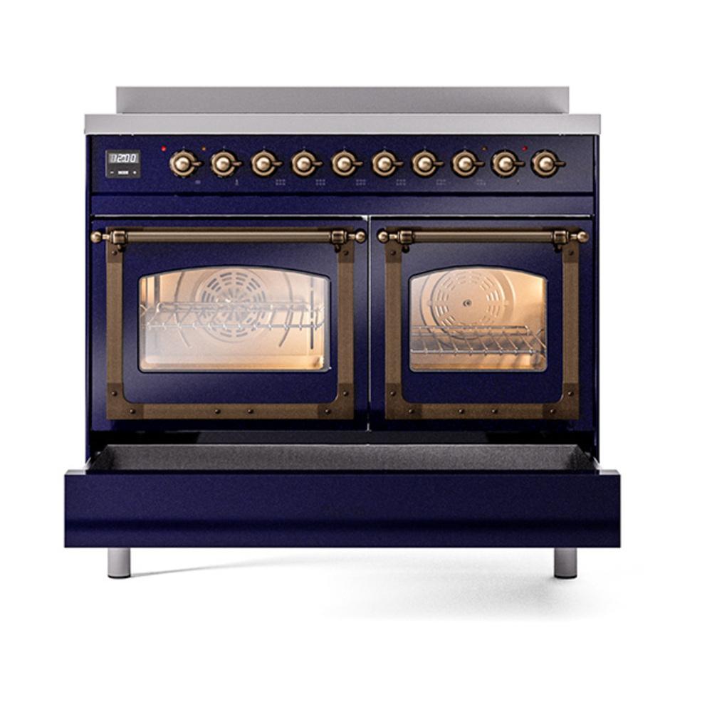 ILVE UNDI406NMPMBB Nostalgie II Noblesse 40 inch Induction Range (Triple Glass Door, Midnight Blue, Burnished)