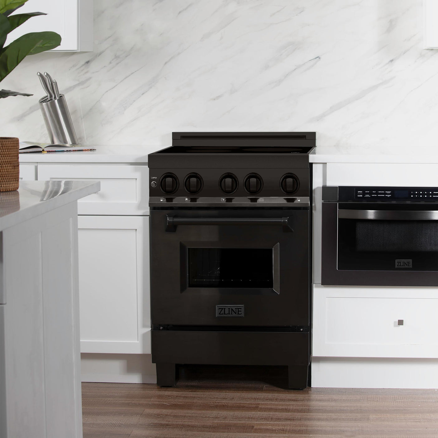 ZLINE 24" 2.8 cu. ft. Induction Range with a 4 Element Stove and Electric Oven in Black Stainless Steel (RAIND-BS-24)