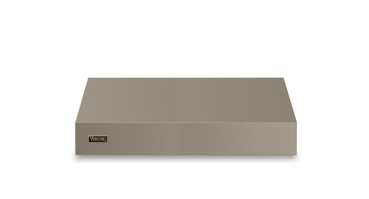 36"W. 12"H. Wall Hood + Ventilator (Finish: Nantucket, Trim: Brushed Brass)