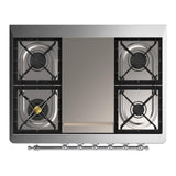 ILVE UM36FNR3MGC Majestic III 36 inch Dual Fuel Range with 6 Black Brass Burners and Griddle, Dual Function Burner up to 25,000 BTU (Triple Glass Door, Graphite Matte, Chrome, Natural Gas)