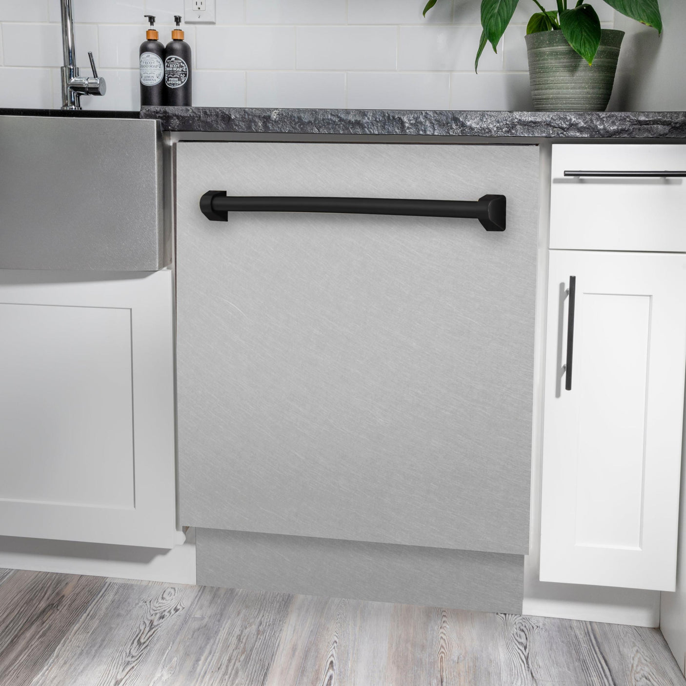 ZLINE Autograph Edition 24" 3rd Rack Top Control Tall Tub Dishwasher in DuraSnow Stainless Steel with Accent Handle, 51dBa (DWVZ-SN-24) [Color: Matte Black]