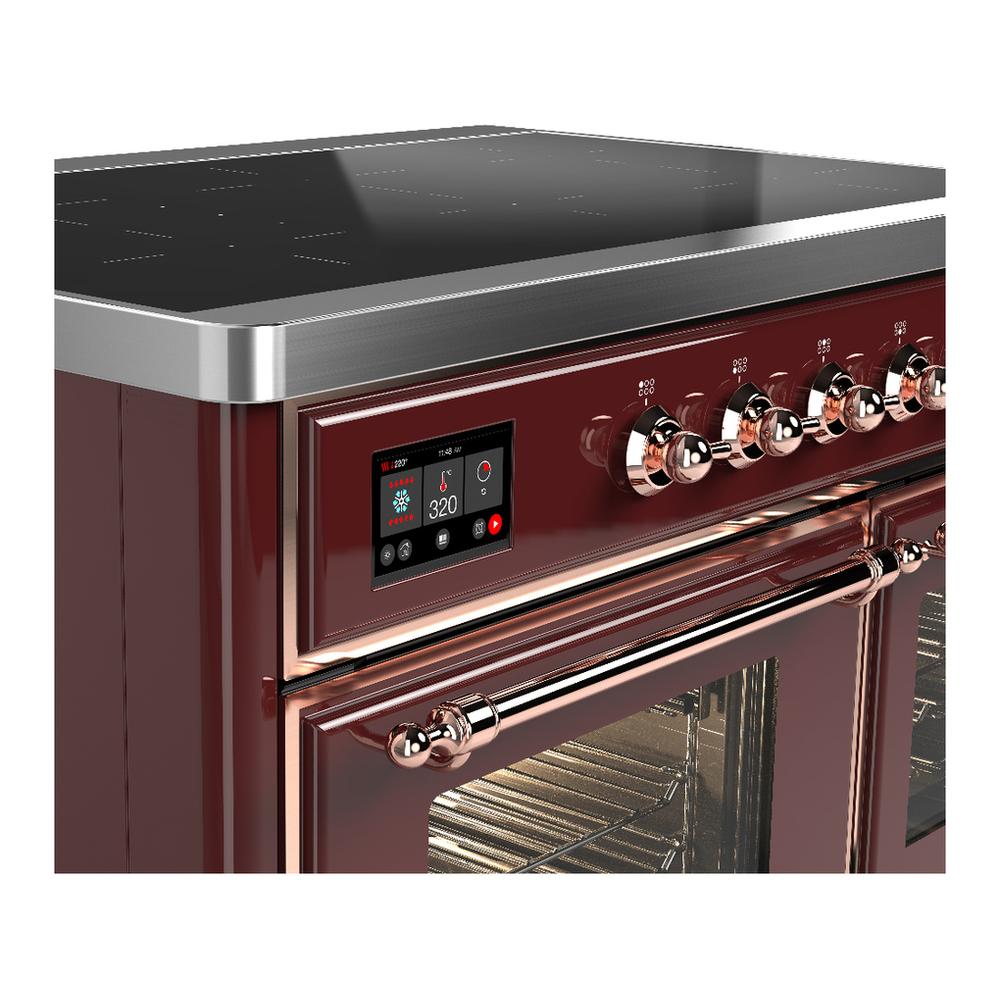 ILVE UMDIB40NR3BUP Majestic III 40 inch Induction Range with 6 Elements, 3.82 cu. ft. Total Oven Capacity (Triple Glass Door, Burgundy, Copper)