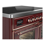 ILVE UMDIB40NR3BUP Majestic III 40 inch Induction Range with 6 Elements, 3.82 cu. ft. Total Oven Capacity (Triple Glass Door, Burgundy, Copper)
