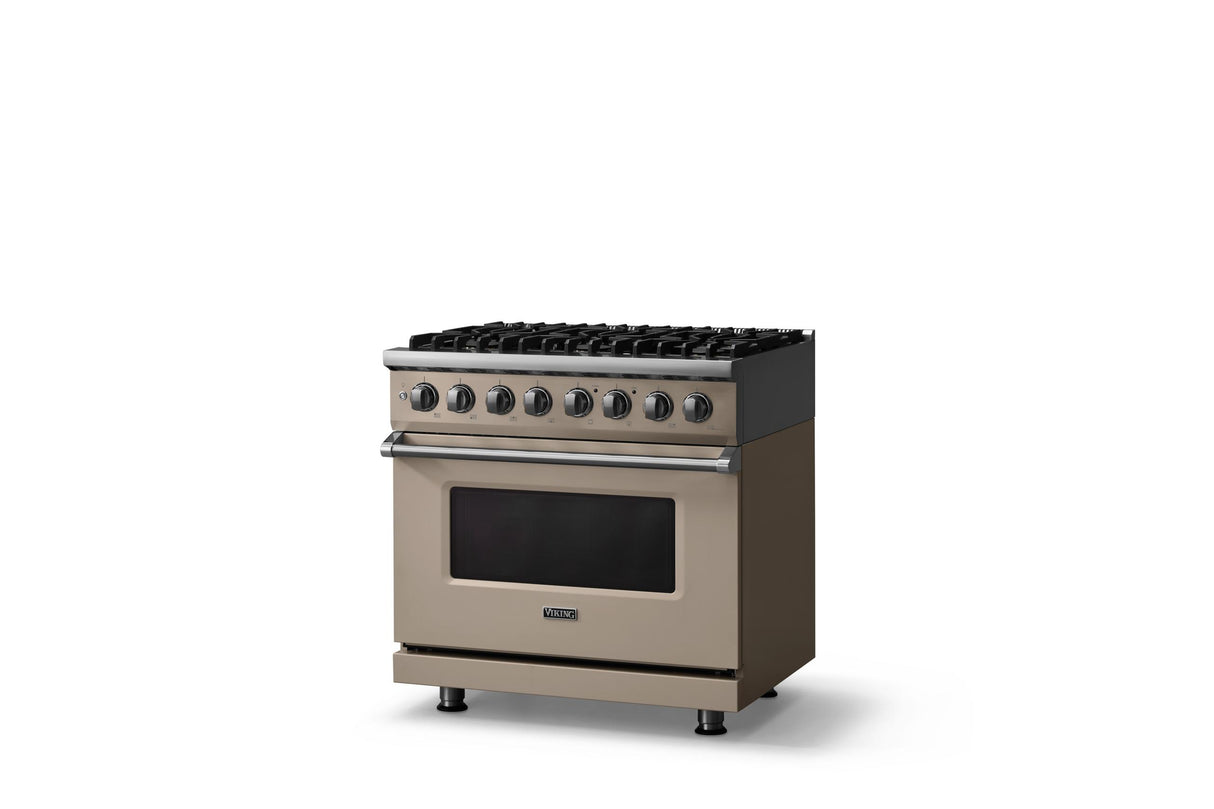36"W. Dual Fuel Range (Burner: 6b, Finish: Nantucket, Trim: Polished Chrome, Fuel: Natural Gas)
