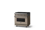 36"W. Dual Fuel Range (Burner: 6b, Finish: Nantucket, Trim: Polished Chrome, Fuel: Natural Gas)