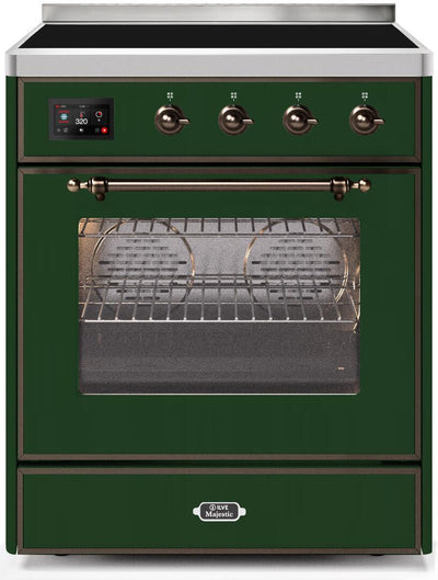 Majestic II 30 Inch Electric Freestanding Range in Emerald Green with Bronze Trim