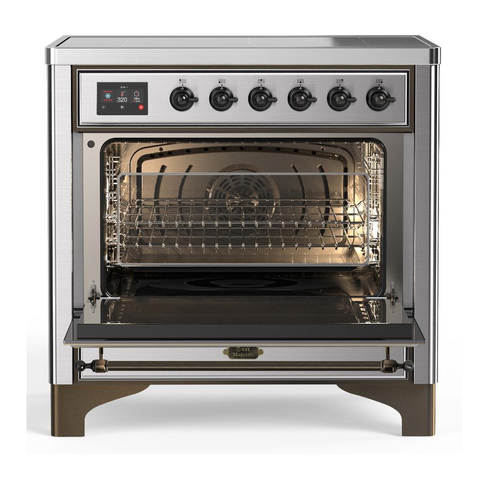 ILVE UMIB36NR3SSB Majestic III 36 inch Induction Range with 6 Elements, 3.5 cu. ft. Total Oven Capacity (Triple Glass Door, Stainless Steel, Burnished)