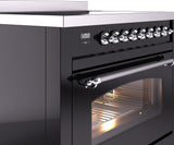 Nostalgie II 36 Inch Electric Freestanding Range in Glossy Black with Chrome Trim