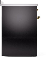 Nostalgie II 30 Inch Electric Freestanding Range in Glossy Black with Brass Trim