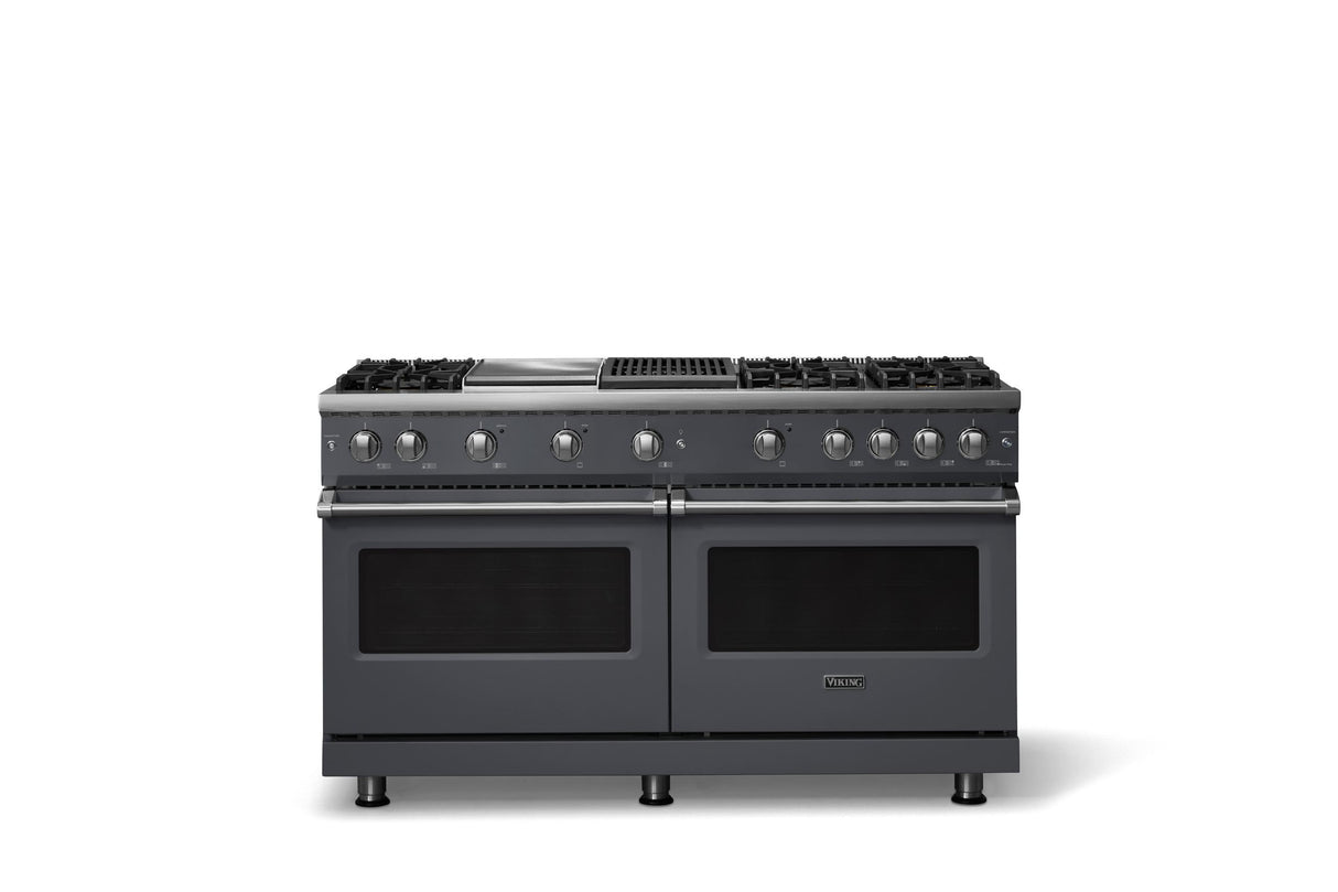 60"W. Sealed Burner Gas Range (Finish: Cast Black, Trim: Polished Chrome, Fuel: Natural Gas)