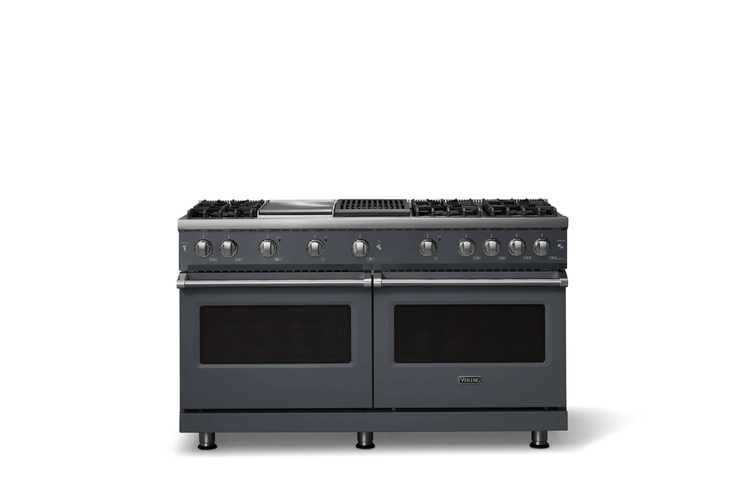 60"W. Sealed Burner Gas Range (Finish: Cast Black, Trim: Polished Chrome, Fuel: Natural Gas)