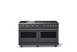 60"W. Sealed Burner Gas Range (Finish: Cast Black, Trim: Polished Chrome, Fuel: Propane)