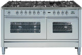 Professional Plus 60 Inch Dual Fuel Natural Gas Freestanding Range in Stainless Steel with Chrome Trim