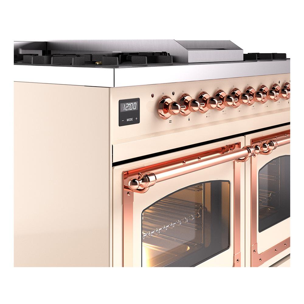 ILVE UND40FNMPAWPLP Nostalgie II Noblesse 40 inch Dual Fuel Range (Liquid Propane, Triple Glass Door, Antique White, Copper)