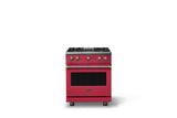 30"W. Sealed Burner Gas Range (Finish: Valentine, Trim: Brushed Brass, Fuel: Propane)