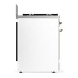 ILVE UM30QNR3WHCLP Majestic III 30 inch Dual Fuel Range with 5 Black Brass Burners, Dual Function Burner up to 25,000 BTU (Liquid Propane, Solid Door, White, Chrome)