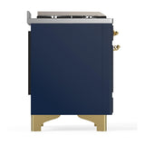 ILVE UMD40FNR3MBGLP Majestic III 40 inch Dual Fuel Range with 6 Burners and Griddle, Dual Function Burner up to 25,000 BTU (Liquid Propane, Triple Glass Door, Midnight Blue, Brass)