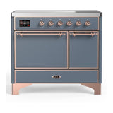 ILVE UMDIB40QNR3BGP Majestic III 40 inch Induction Range with 6 Elements, 3.82 cu. ft. Total Oven Capacity (Solid Door, Blue Grey, Copper)