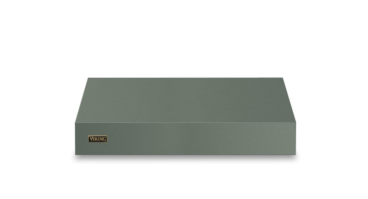 36"W. 12"H. Wall Hood + Ventilator (Finish: Eucalyptus, Trim: Brushed Brass)