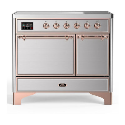 ILVE UMDIB40QNR3SSP Majestic III 40 inch Induction Range with 6 Elements, 3.82 cu. ft. Total Oven Capacity (Solid Door, Stainless Steel, Copper)