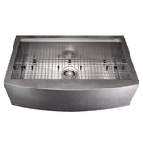 ZLINE 33 in. Moritz Farmhouse Apron Mount Single Bowl Satin Stainless Steel Kitchen Sink with Bottom Grid and Accessories (SLSAP-33S)