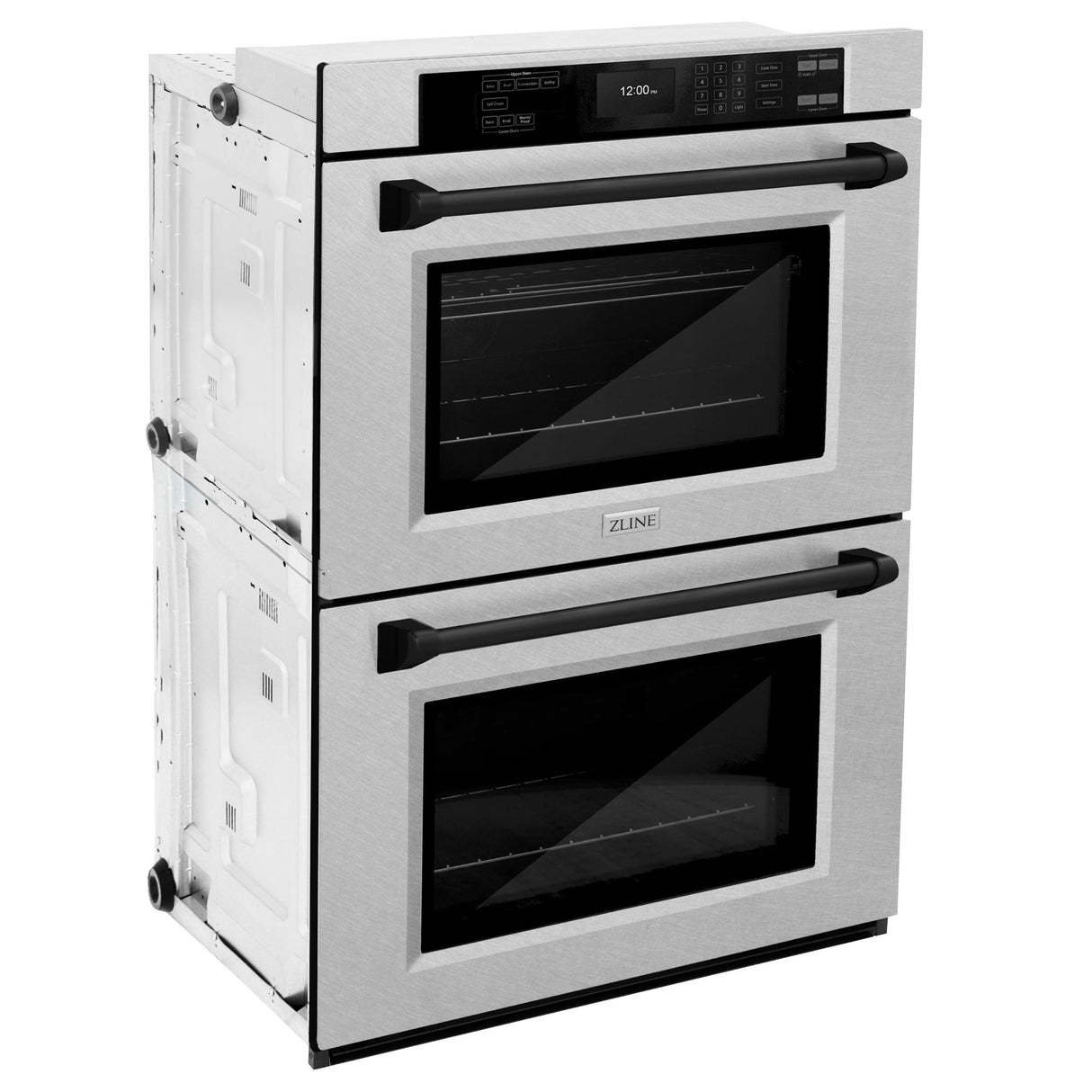 ZLINE 30 in. Autograph Edition Professional True Convection Double Wall Oven with Air Fry and Self Clean in DuraSnow' Stainless Steel with Matte Black Handles (WADSZ-30-MB)