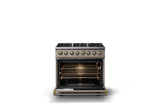 36"W. Dual Fuel Range (Burner: 6b, Finish: Nantucket, Trim: Polished Chrome, Fuel: Propane)