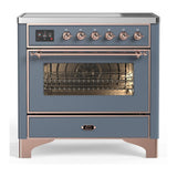 ILVE UMIB36NR3BGP Majestic III 36 inch Induction Range with 6 Elements, 3.5 cu. ft. Total Oven Capacity (Triple Glass Door, Blue Grey, Copper)