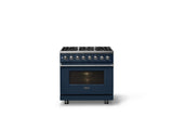 36"W. Dual Fuel Range (Burner: 6b, Finish: Slate Blue, Trim: Polished Chrome, Fuel: Natural Gas)