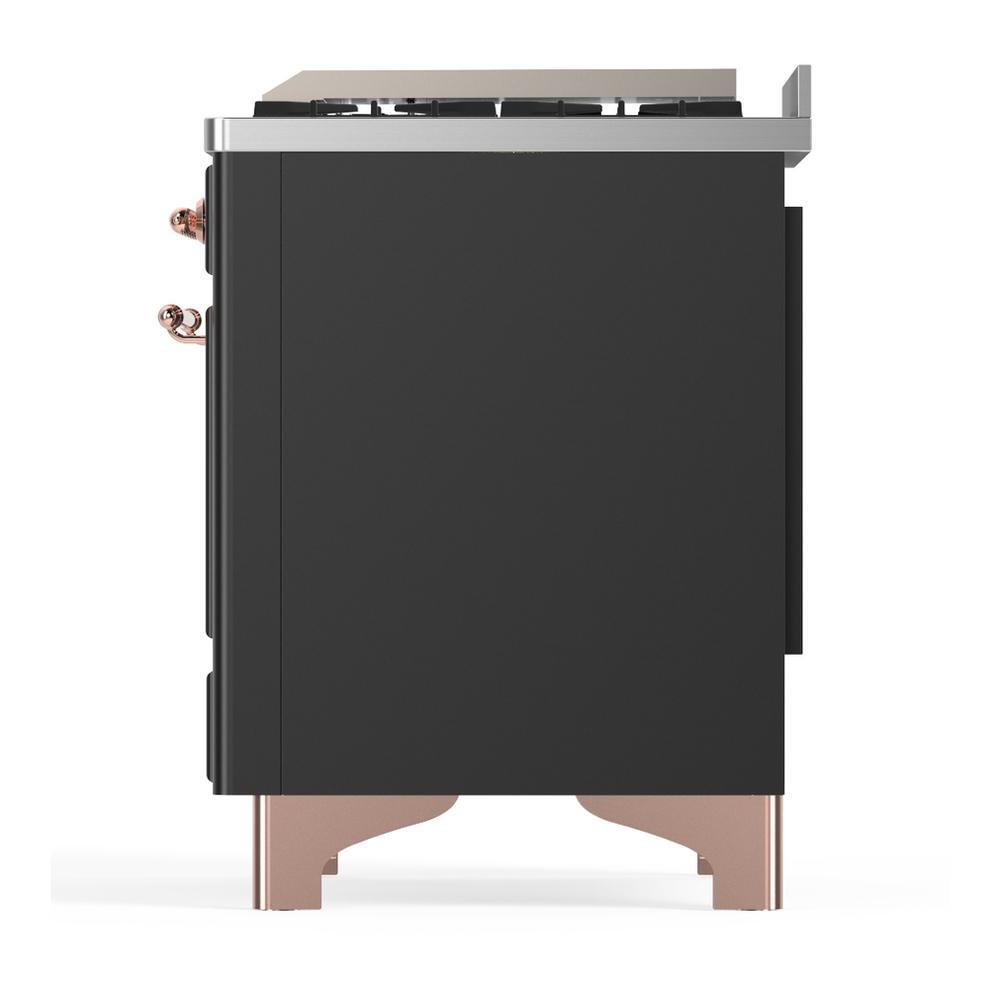 ILVE UM60FNR3MGP Majestic III 60 inch Dual Fuel Range with 9 Burners and Griddle, Dual Function Burner up to 25,000 BTU (Natural Gas, Triple Glass Door, Graphite Matte, Copper)