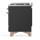 ILVE UM60FNR3MGP Majestic III 60 inch Dual Fuel Range with 9 Burners and Griddle, Dual Function Burner up to 25,000 BTU (Natural Gas, Triple Glass Door, Graphite Matte, Copper)