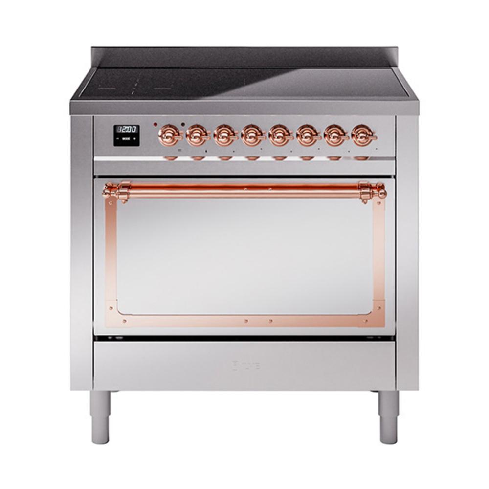 ILVE UNI366QNMPSSP Nostalgie II Noblesse 36 inch Induction Range (Solid Door, Stainless Steel, Copper)