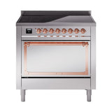 ILVE UNI366QNMPSSP Nostalgie II Noblesse 36 inch Induction Range (Solid Door, Stainless Steel, Copper)