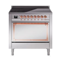 ILVE UNI366QNMPSSP Nostalgie II Noblesse 36 inch Induction Range (Solid Door, Stainless Steel, Copper)