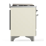 ILVE UM48FSNR3AWCLP Majestic III 48 inch Dual Fuel Range with 5 Black Brass Burners, Griddle and French Top, Dual Function Burner up to 25,000 BTU (Liquid Propane, Triple Glass Door, Antique White, Chrome)