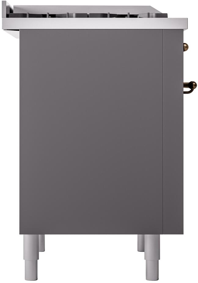 Nostalgie II 36 Inch Dual Fuel Natural Gas Freestanding Range in Matte Graphite with Bronze Trim