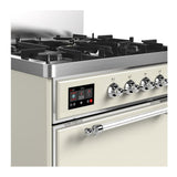 ILVE UM30QNR3AWCLP Majestic III 30 inch Dual Fuel Range with 5 Black Brass Burners, Dual Function Burner up to 25,000 BTU (Liquid Propane, Solid Door, Antique White, Chrome)