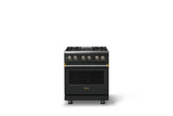 30"W. Dual Fuel Range (Finish: Antique Bronze, Trim: Brushed Brass, Fuel: Propane)