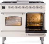Nostalgie II 40 Inch Dual Fuel Liquid Propane Freestanding Range in Antique White with Chrome Trim
