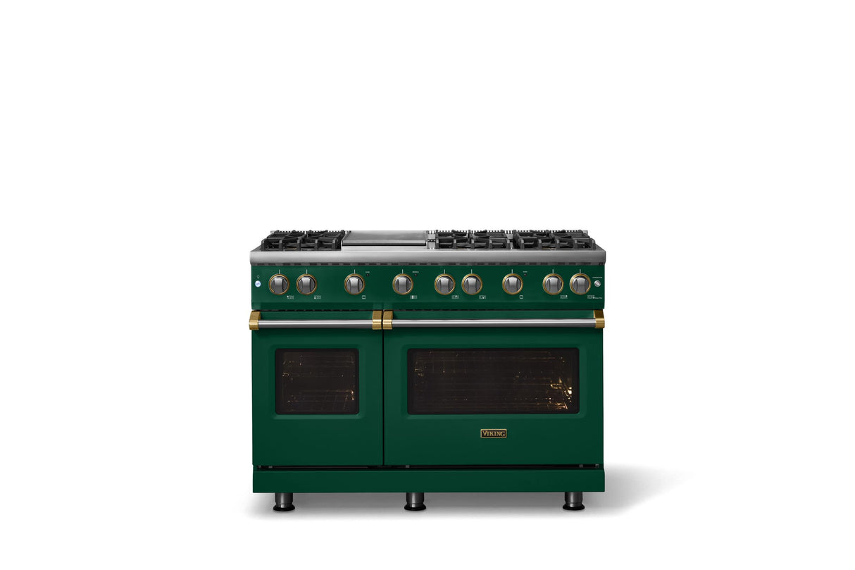 48"W. Sealed Burner Gas Range (Burner: 6g, Finish: Ivy, Trim: Polished Chrome, Fuel: Propane)
